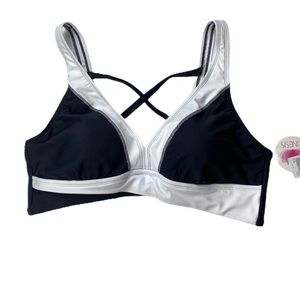 Kinesis black white colorblock swim bralette strap
